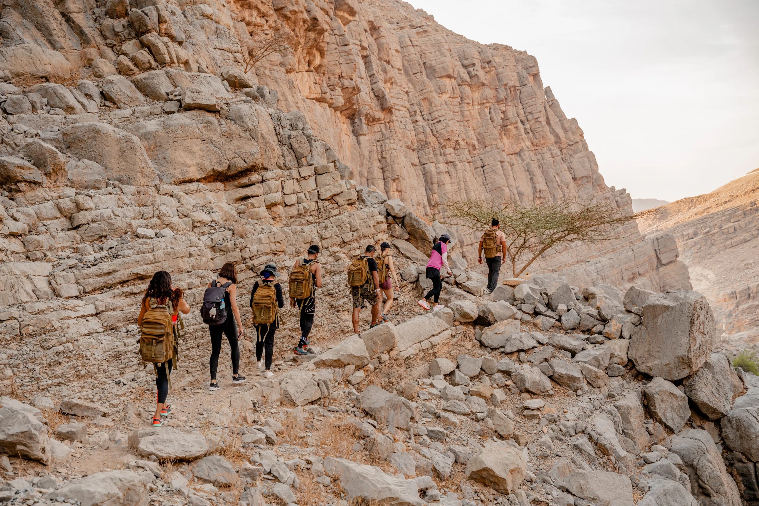 مغامرة هايكنغ في جبل جيس. مصدر الصورة: موقع Visit Jebel Jais  