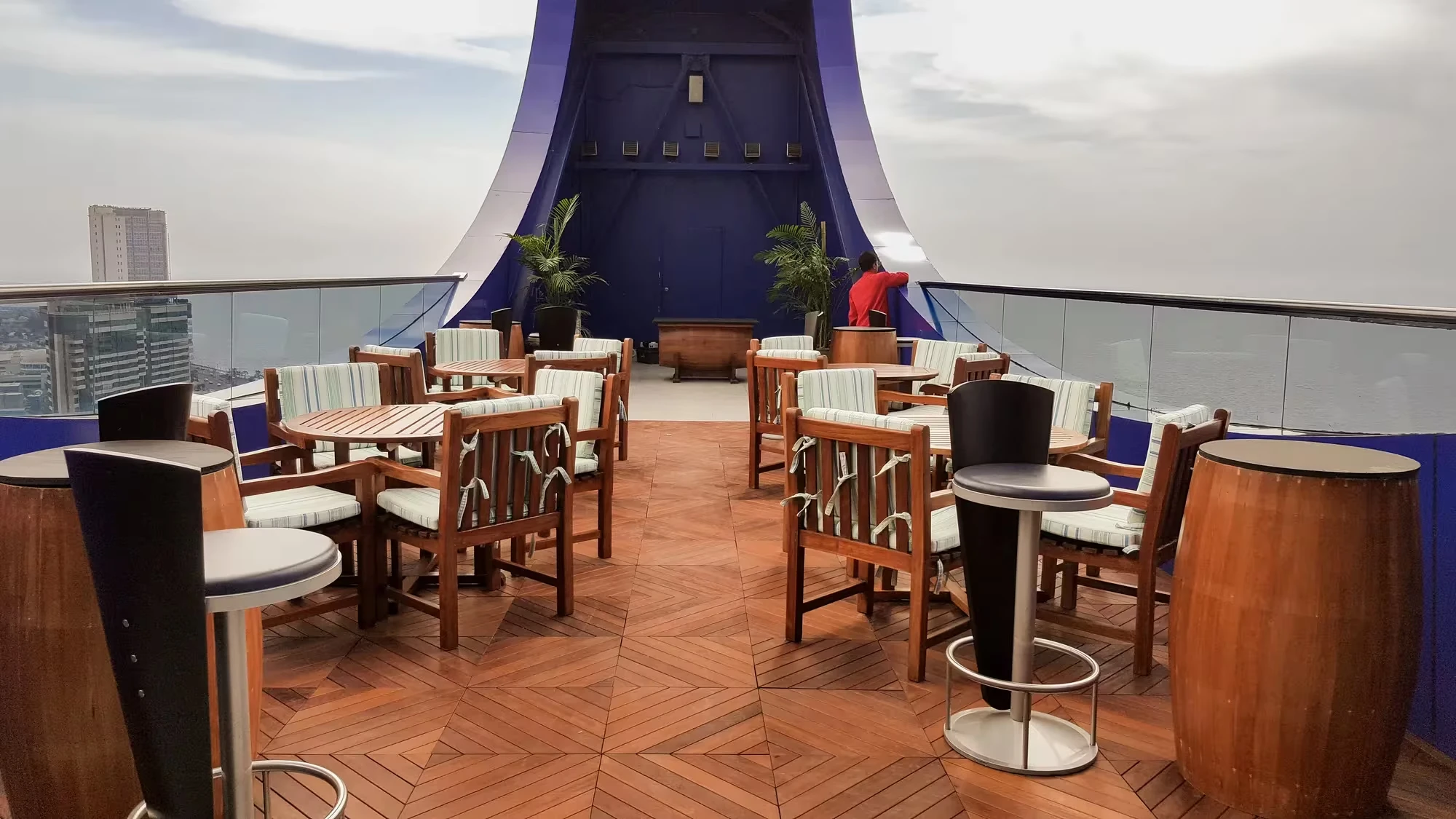 The outdoor terrace at Al Malaki in the Rosewood, Jeddah.